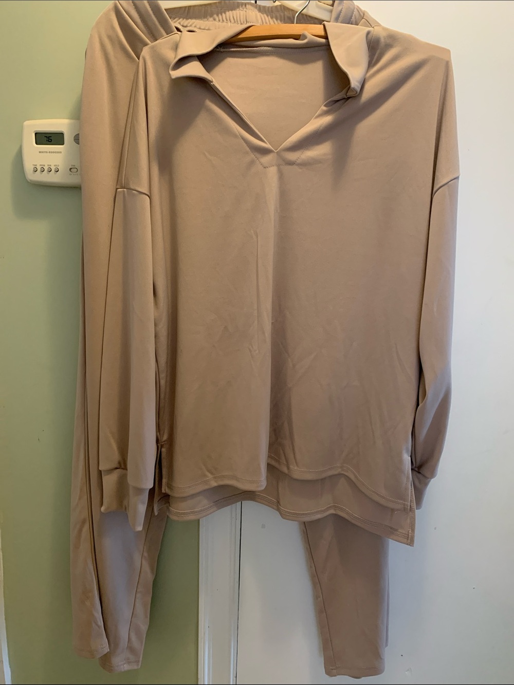 Neutral Beige Lounge Top and Pants Set